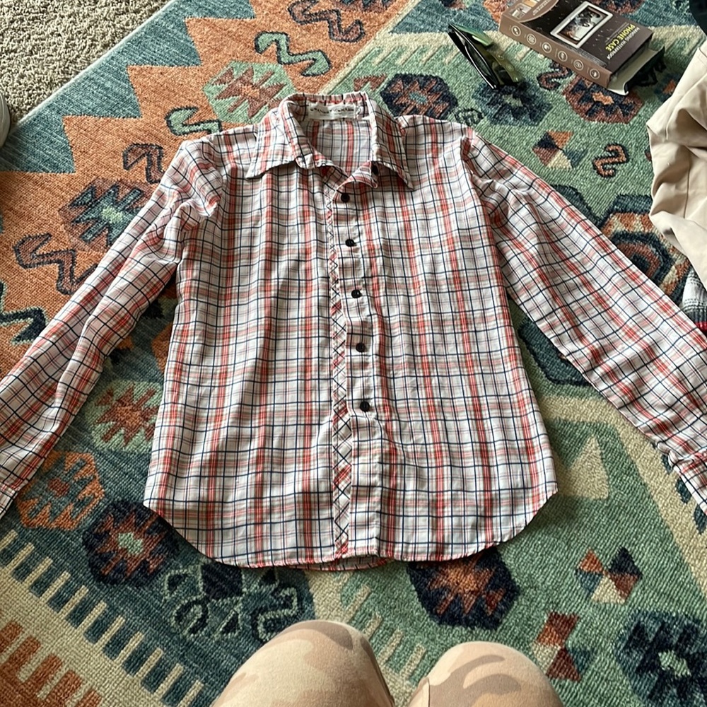 Vintage Stanley Michael plaid button up size 13/14